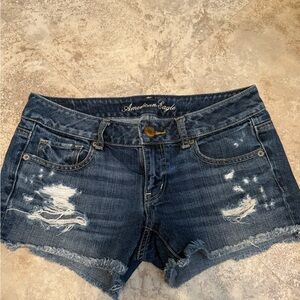 American Eagle Outfitters Blue Distressed Jean Shorts
